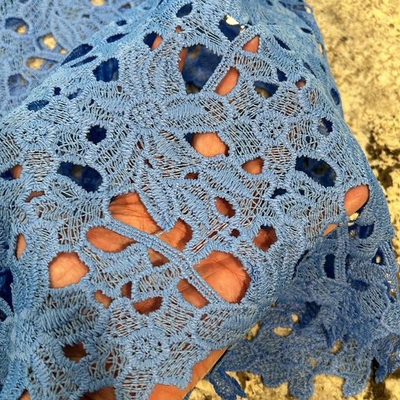 Blue soft see through material adding in white tank to wear under blouse - Picture 2 of 8